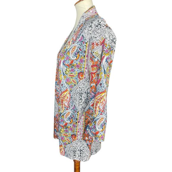 Colorful Floral Open Kimono Women Size Small Paisley Print Boho Vintage Style - Picture 2 of 7